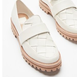 Leather Dolce Vita Aubree Woven White Ivory Loafers size 10  (worn once)